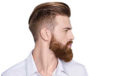 Bearded man applying beard oil for hydration and shine